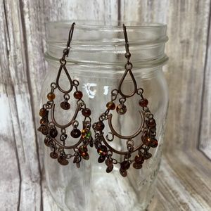 Bronze Round Chandelier Hanging Earrings